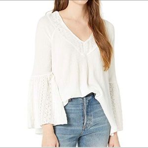 Free People Eyelet Bell Sleeve Top S